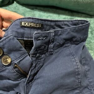 Express Navy shorts with Button Accents